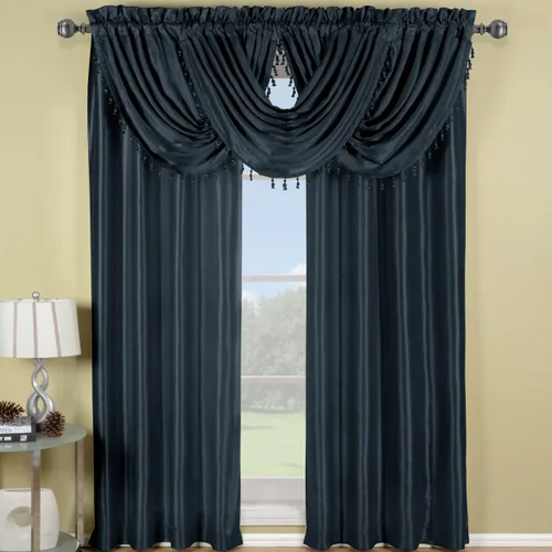 Vista 48 de Royal Hotel Bedding Soho - Cenefa con festón negro, patrón sólido de 35 x 30 pulgadas