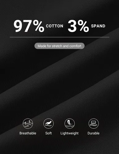 Vista 6 de COOFANDY Pantalones cortos cargo de sarga de algodón para hombre, con cordón elástico, cintura elástica, casual, con 5 bolsillos