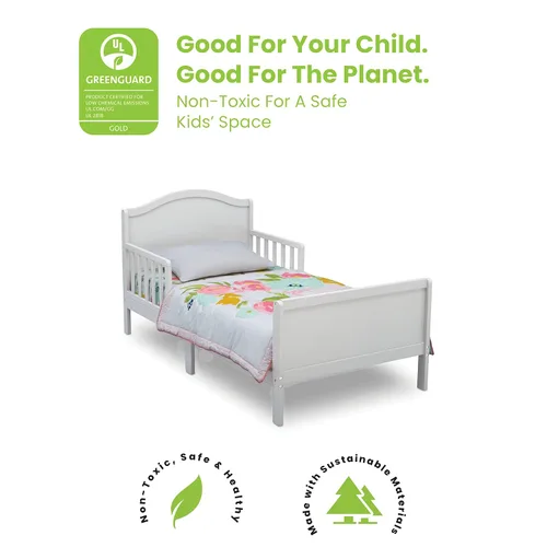 Vista 4 de Delta Children Bennett Wood - Cama para niños pequeños, certificado Greenguard Gold, blanco Bianca