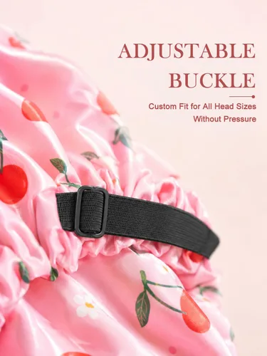 Vista 8 de Aquior Gorro de ducha para mujer, extra ajustable, doble capa, impermeable, reutilizable, gorra de pelo de tamaño grande para todo el cabello