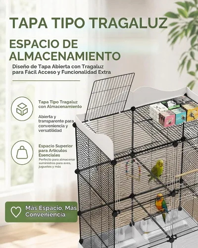 Vista 2 de Jaula grande para pájaros de 55 pulgadas cifrada con necesidades diarias incluidas