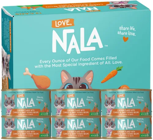 Vista 14 de LOVE, NALA - Comida húmeda natural para gatos adultos - Atún en copos con zanahoria y guisantes verdes en caldo - Sin granos, sin OMG, proteína