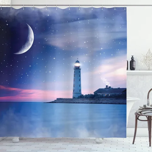 Vista 39 de set de cortina para baño decorativa de tela de poliéster con ganchos