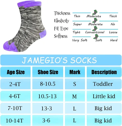 Vista 2 de JAMEGIO Boys Socks 12 Pairs Crew Socks for Toddler Kids Boys Athletic Cotton Socks