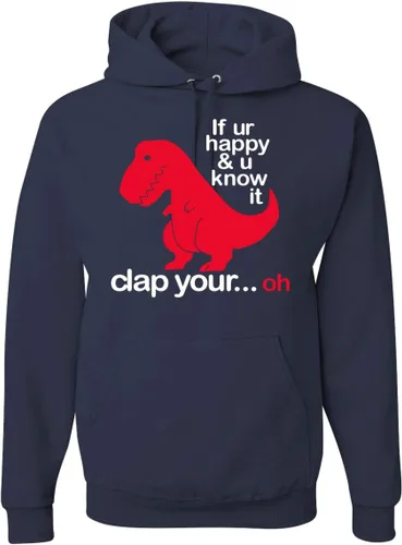 Vista 8 de Wild Bobby Sudadera con capucha unisex con estampado "If You're Happy and You Know it" de Dinausor