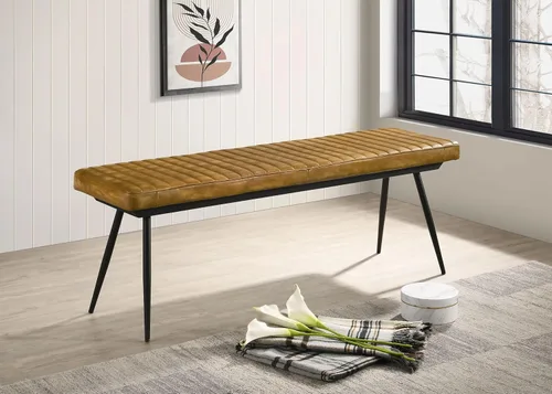 Vista 2 de Coaster Home Furnishings - Misty - Banco de comedor tapizado de piel de 54 pulgadas - Estilo industrial moderno con asiento capitonado de canal