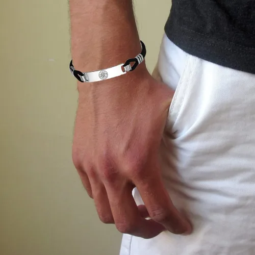 Vista 4 de Pulsera de pentáculo de tetragrammaton de geometría sagrada Eliphas Levi Pentagrama protector de silicona con símbolo mágico pulsera de silicona