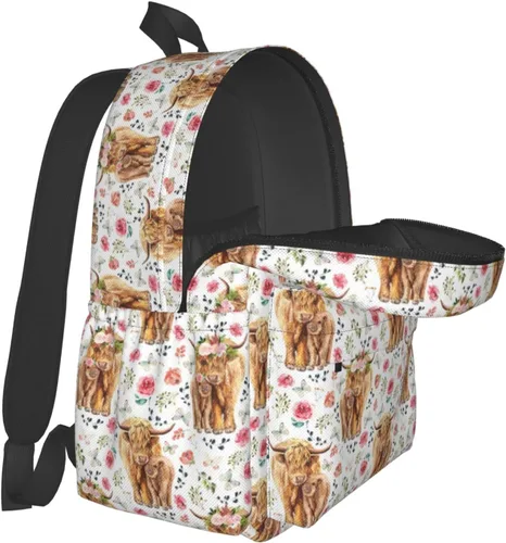 Vista 5 de Mochila de seta de 16 pulgadas Mochila de viaje ligera para portátil, vaca highland, Classic