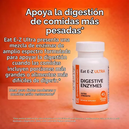 Vista 3 de Eat E-Z Suplemento de enzimas digestivas ultra avanzadas, fórmula multienzimática de amplio espectro para comidas más pesadas y difíciles de digerir