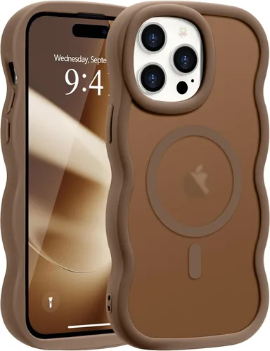 Vista 52 de Pepmune - Funda para iPhone 12 Pro Max con marco ondulado y estructura rígida, color mate claro, cubierta trasera unisex, compatible con Magsafe