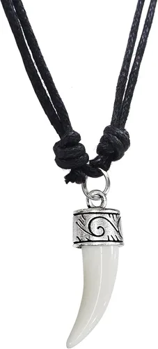 Vista 2 de Bijoux de Ja Colmillo de lobo con colgante de corona rizada ajustable, Resina