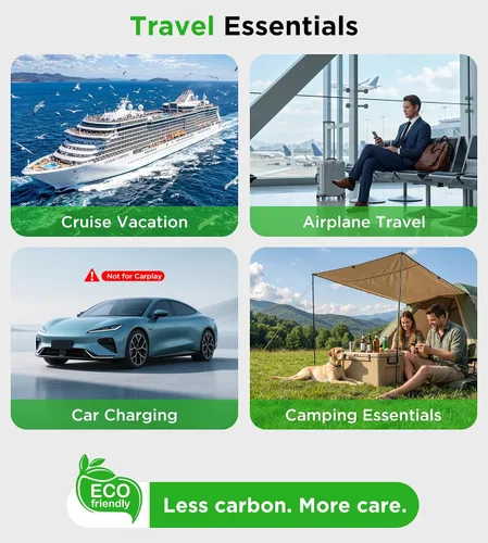 Vista 3 de Esenciales de viaje para cargador de Apple Watch, cargador de iPhone, cable de carga de viaje 3 en 2 tipo C/Lightning/magnético, cable de carga