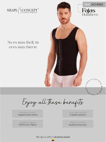 Vista 7 de SHAPE CONCEPT 062 063 Fajas Colombianas para Hombres Mens Faja Alta Compresión Garmen Shapewear Body Shaper para Hombres
