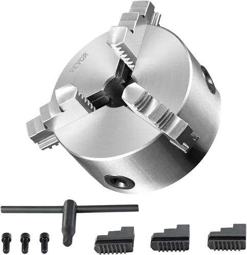 Vista 9 de VEVOR Mandril de torno de 3 mordazas, mandril de torno autocentrante de 6'', rango de sujeción de 0.14-6.3 pulgadas/3.5-160 mm con tornillos