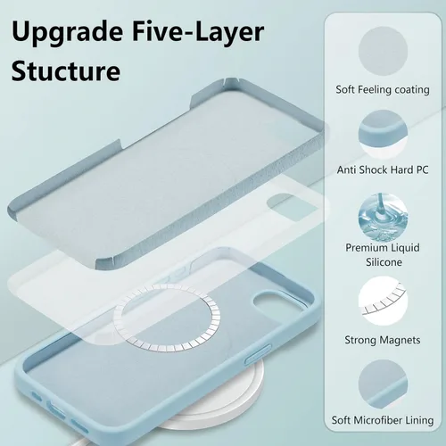 Vista 517 de Funda magnética de silicona para iPhone 13 Pro, color blanco antiguo [Compatible con Magsafe] [Forro de microfibra suave antiarañazos], funda