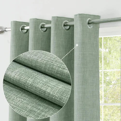 Vista 10 de always4u Cortinas 100% opacas con textura de lino, tejido casual, cortinas con aislamiento térmico para sala de estar, dormitorio, 2 paneles, beige