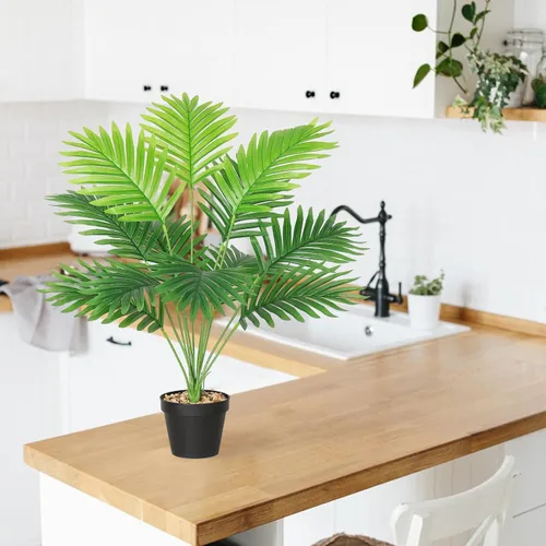 Vista 7 de Juego de 2 plantas artificiales de palma areca en macetas Planta de palma areca