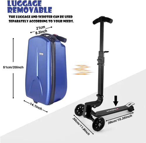 Vista 2 de iubest Maleta plegable de aluminio para niños y adultos, equipaje de viaje para niños y niñas de negocios y escuela, Versión Blue-Kids, Equipaje