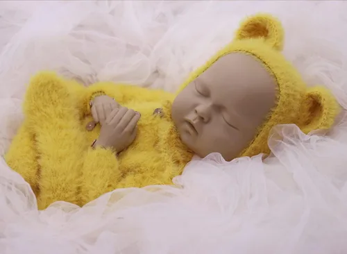Vista 3 de Vemonllas Accesorios de fotografía para recién nacidos, trajes para niños y niñas, gorro de oso mohair y mameluco con pies, conjunto de disfraz