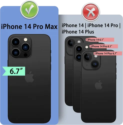 Vista 3 de DuckSky Funda tipo cartera de piel auténtica para iPhone 14 Pro Max de 6.7 pulgadas. Bloqueo RFID. 4 tarjeteros de crédito. 【Cuero auténtico】 Funda