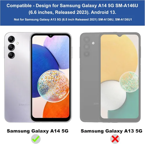 Vista 2 de Ailiber Funda para Galaxy A14 5G, Samsung A14 con protector de pantalla, soporte de anillo ajustable, forro suave antiarañazos, silicona delgada a
