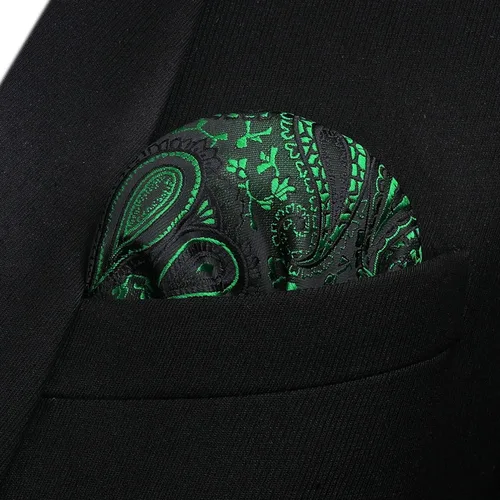 Vista 23 de HISDERN Pajaritas para hombre, corbatín de cachemira para hombre, corbata de lazo y bolsillo cuadrado, juego formal de esmoquin para boda