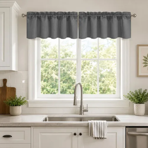 Vista 57 de Aquazolax Half Window Curtains 24 Inch Length, 28" Wide Rod Pocket Small Window Treatment for Kitchen, Bathroom, Camper, Beige, 2 Panels Set