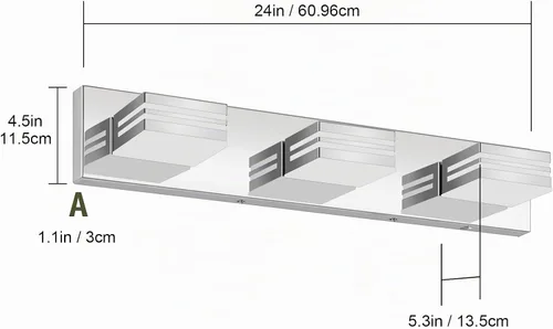 Vista 8 de Lámparas LED modernas para tocador de baño (3 luces, 24 pulgadas) (5CCT, regulable), accesorios de iluminación de pared de baño modernos cromados