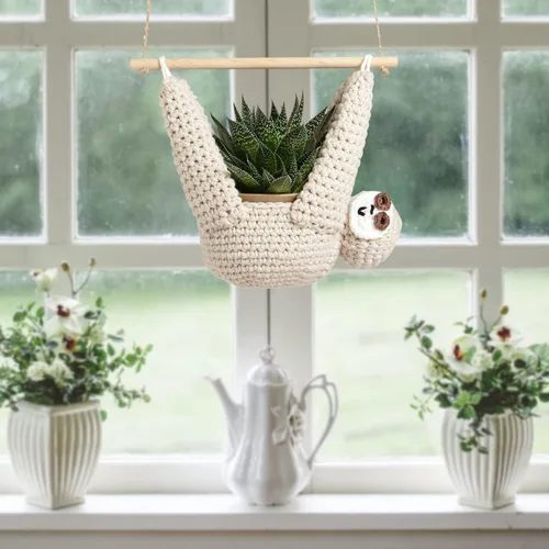 Vista 2 de Regalos de Perezoso Colgador de Plantas de Perezoso para Maceta de Suculentas Planta Colgante para Amantes de las Plantas Decoración del Hogar
