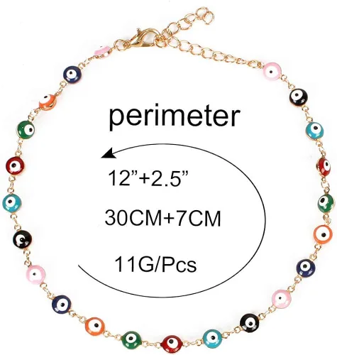 Vista 2 de Kercisbeauty Gargantilla de ojos malvados para mujeres y niñas, collar de oro para regalo de fiesta, joyería, Metal, No es una piedra preciosa
