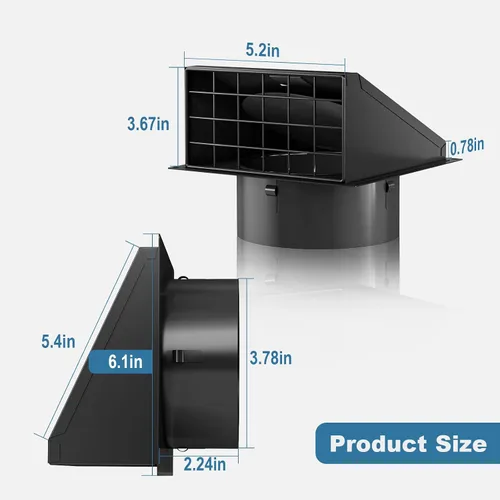 Vista 7 de Hon&Guan Cubierta de ventilación de secadora de 4 pulgadas para exterior con malla extraíble, extractor de ventilación de pared con solapa
