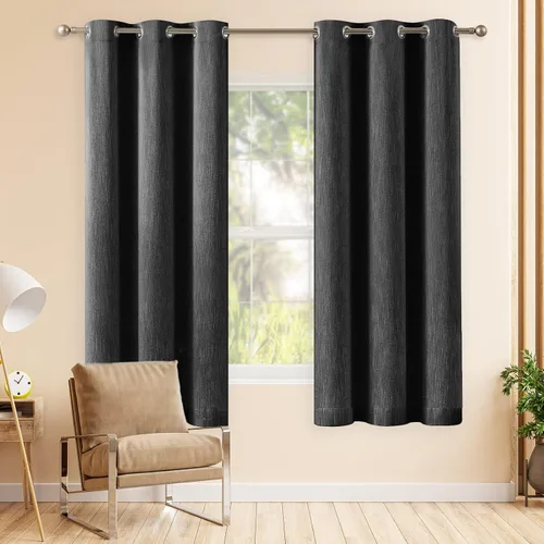 Vista 46 de Melodieux Elegantes cortinas opacas de algodón para oscurecer la habitación, para sala de estar, dormitorio, con aislamiento térmico, paneles