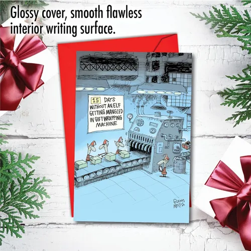 Vista 3 de NobleWorks Divertida tarjeta de felicitación de Navidad con sobre de 5 x 7 pulgadas (1 tarjeta) Feliz Navidad, días libres de accidentes, C8741XSG
