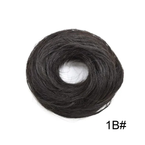 Vista 2 de Extensiones de cabello ondulado con moño desordenado, pieza de moño, peluca con cinta elástica para coleta de caballo (#1B negro natural)