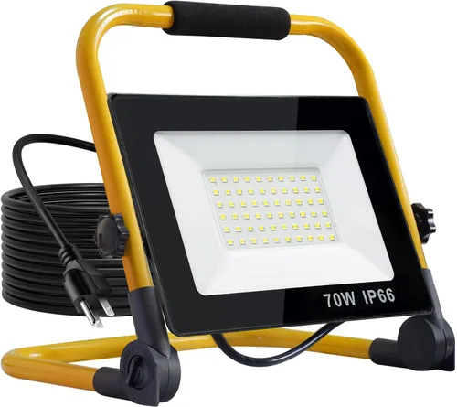 Vista 7 de Luces de trabajo con soporte, 21000 lúmenes, 2 cabezales ajustables, luces de trabajo LED, con soporte de trípode ajustable y plegable, lámpara