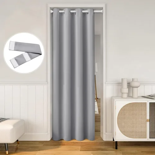 Vista 14 de HOMEIDEAS Cortinas beige para puerta, cortina de privacidad con ojales para dormitorio, 39 pulgadas de ancho x 78 pulgadas de largo, cortinas opacas