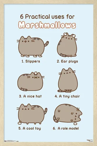 Vista 7 de Trends International Pusheen - Póster de pared de malvavisco, 14.725 x 22.375 pulgadas, versión enmarcada de madera de granero