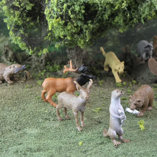 Vista 2 de Vida salvaje de Toob Safari Ltd con 12 figuras de animales salvajes favoritos de América del Norte como un león montañés, lobos, alces, ariete
