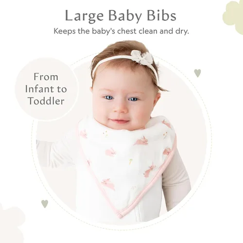 Vista 2 de Bamboo Little Baberos para bebé (paquete de 2) - Baberos con broches ajustables - Parte trasera de rizo absorbente Adjustable Snaps
