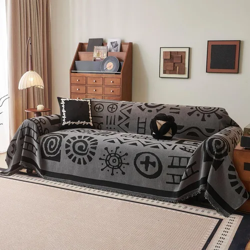Vista 25 de DREAMINGO Funda de Sofá de Chenilla Beige Bohemia Geométrica Jacquard para Sofá de 3 Cojines Antideslizante Seccional Forma de L para Perros