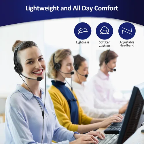Vista 6 de AGPtek® auriculares binaurales con cable, manos libres, micrófono y cancelación de ruidos externos (5 opciones de colores).