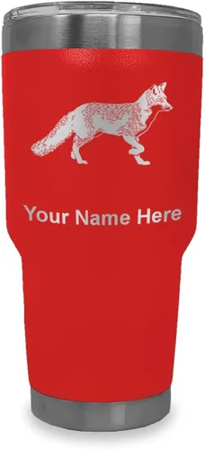 Vista 19 de LaserGram Vaso aislado al vacío de 20 onzas, zorro, grabado personalizado incluido (negro)