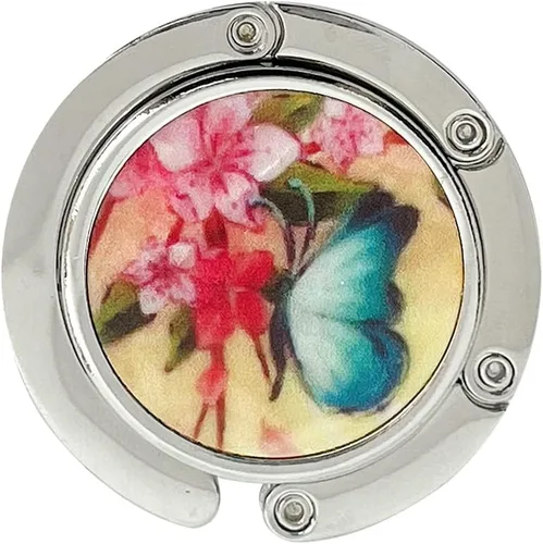 Vista 15 de Wrapables Percha escénica con gancho para bolso, colgador de mesa plegable para bolso, mariposa Deco