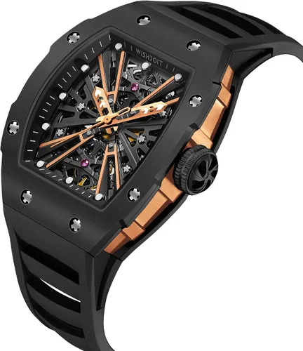 Vista 3 de WISHDOIT Relojes de pulsera mecánicos automáticos Tonneau para hombre acero inoxidable con forma de barril estilo deportivo impermeable correa