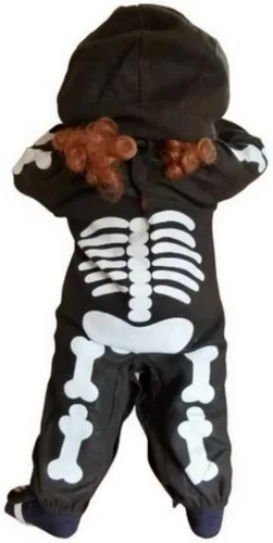 Vista 3 de Disfraz de esqueleto de Halloween, para recién nacidos, bebés, niñas, niños, disfraz de hueso, disfraz, traje esquelético, talla F70 9-12 meses