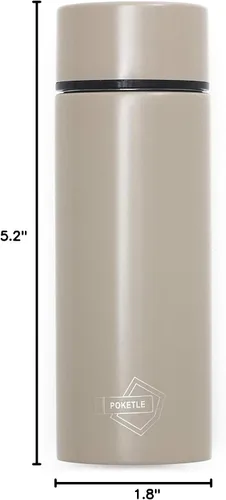 Vista 7 de IPPINKA Poketle - Botella aislada personal, pequeña, 4.1 fl oz, acero inoxidable, ligera, color beige