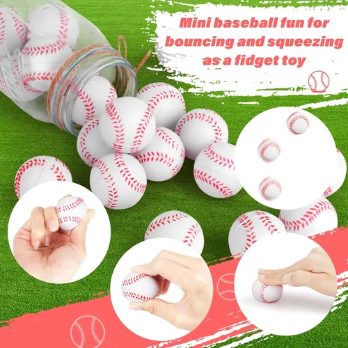 Vista 3 de Mini pelotas de béisbol para el estrés, paquete de 20 unidades, mini espuma de béisbol, juguete ansioso, juguete deportivo para niños, escuela