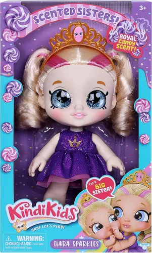 Vista 2 de Kindi Kids Scented Sisters - Muñeca de juego preescolar de 10 pulgadas - Tiara Sparkles