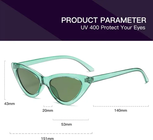 Vista 2 de Lentes de sol retro para mujer, con marco de plástico y diseño con estilo ojo de gato YOSHYA
