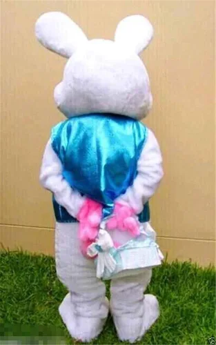 Vista 4 de Disfraz de conejo de Pascua de peluche para adulto, disfraz de mascota de Halloween, M de 5 pies 7 pulgadas a 5 pies 11 pulgadas (67.3 in-70.9 in)